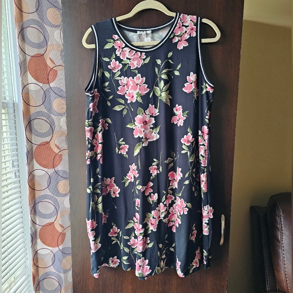 Maurices Deep Navy and Pink Floral Dress